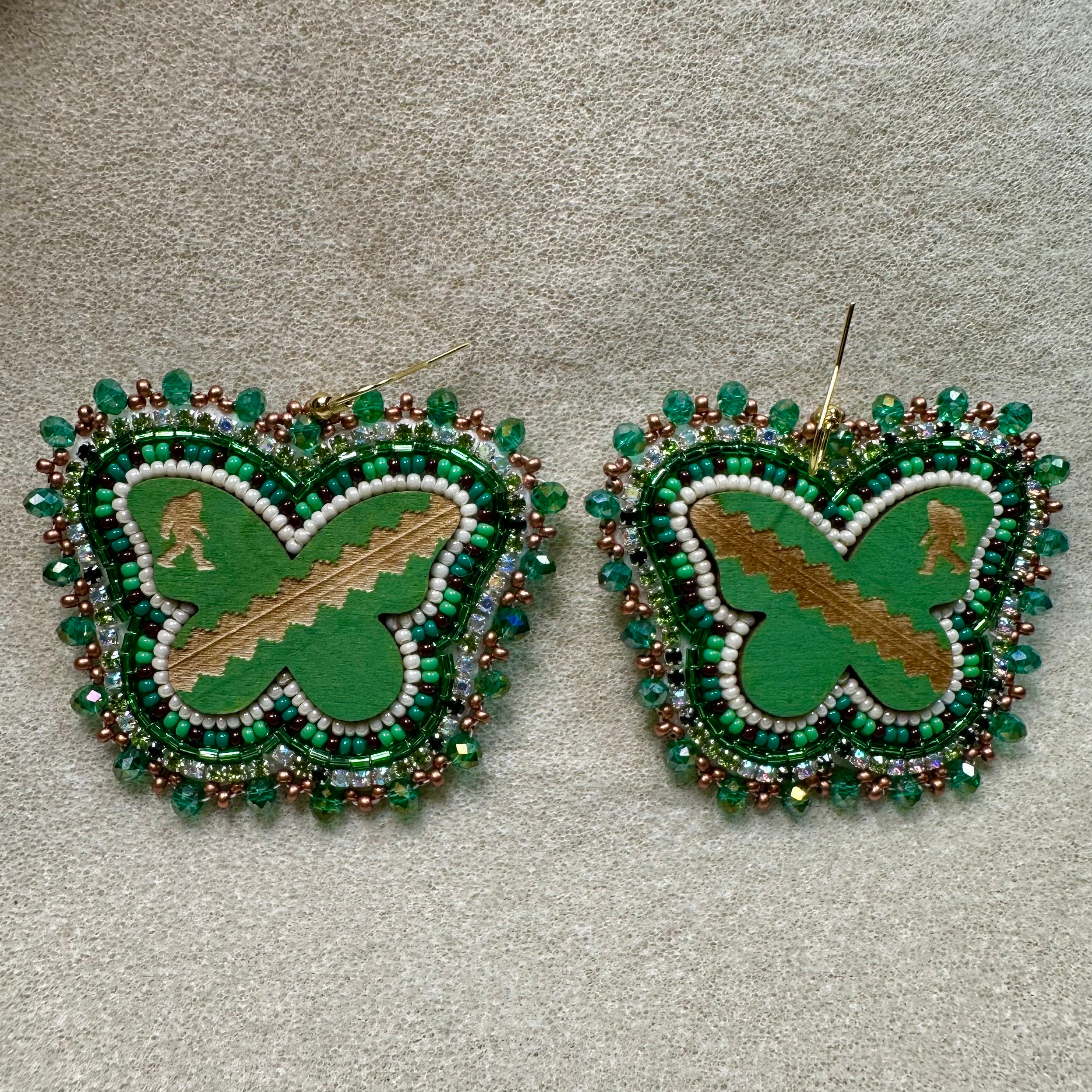Wooden Butterfly w/ Bigfoot Earrings