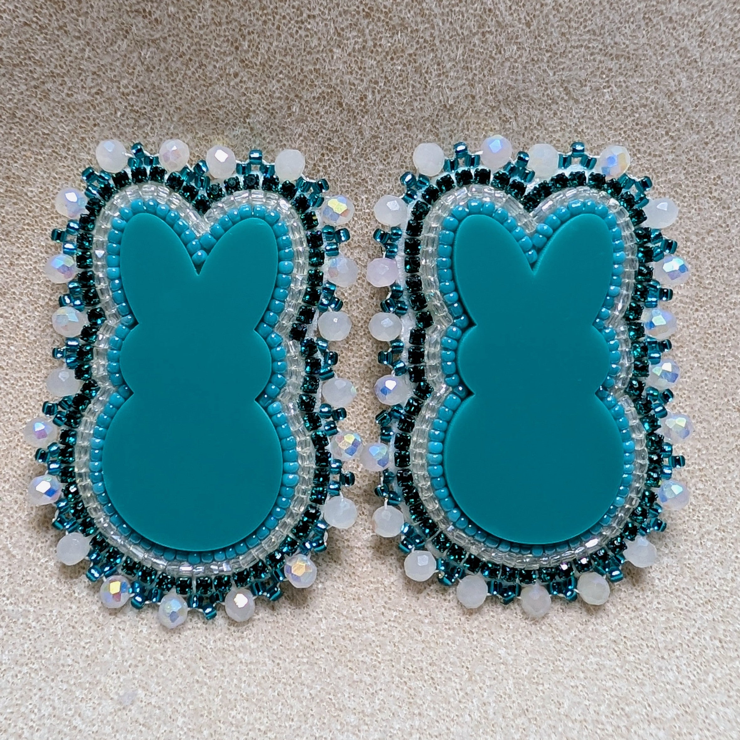 Peeps Bunny Post Earrings - Teal