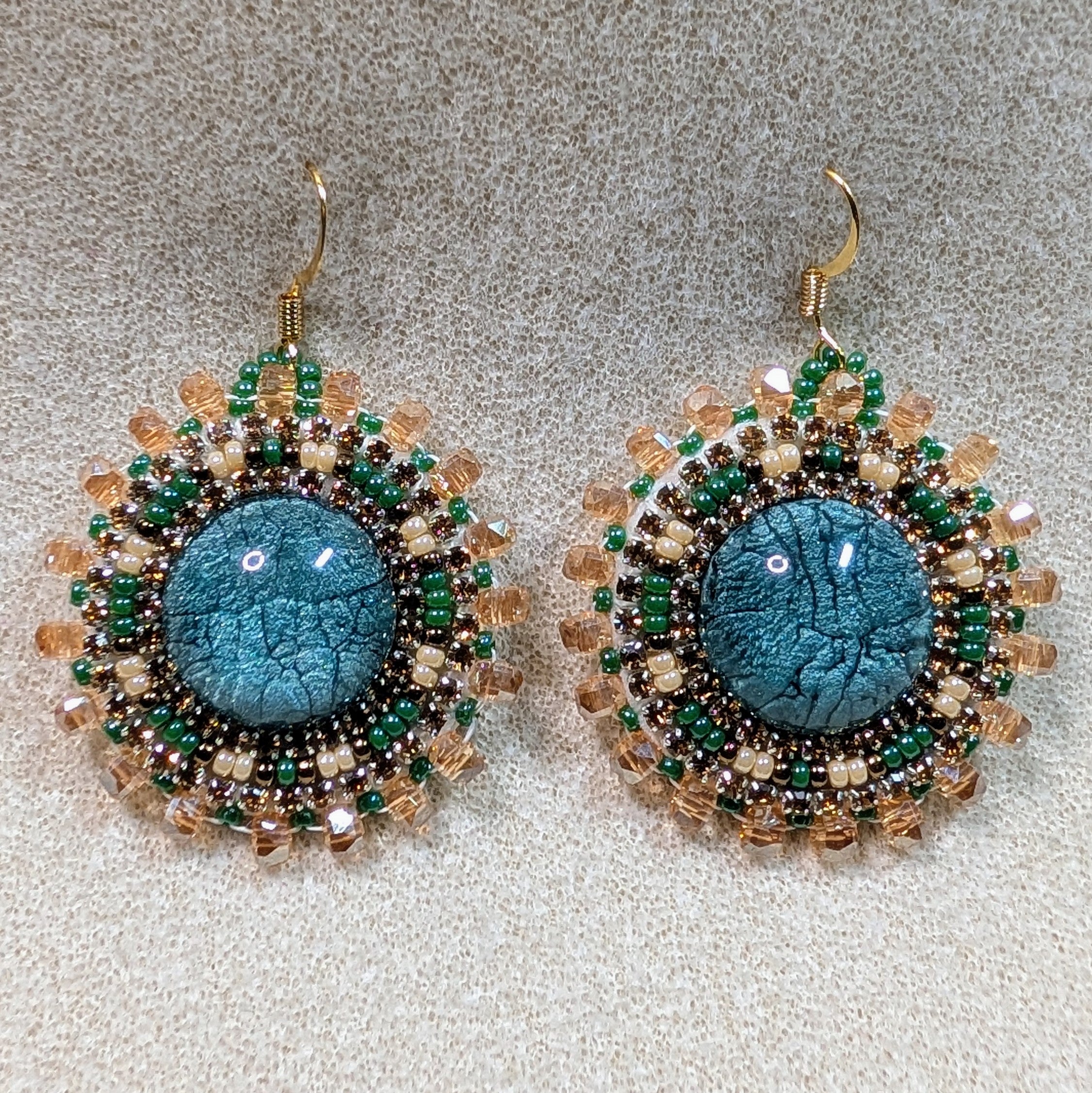 Small Crackle Earrings - Green