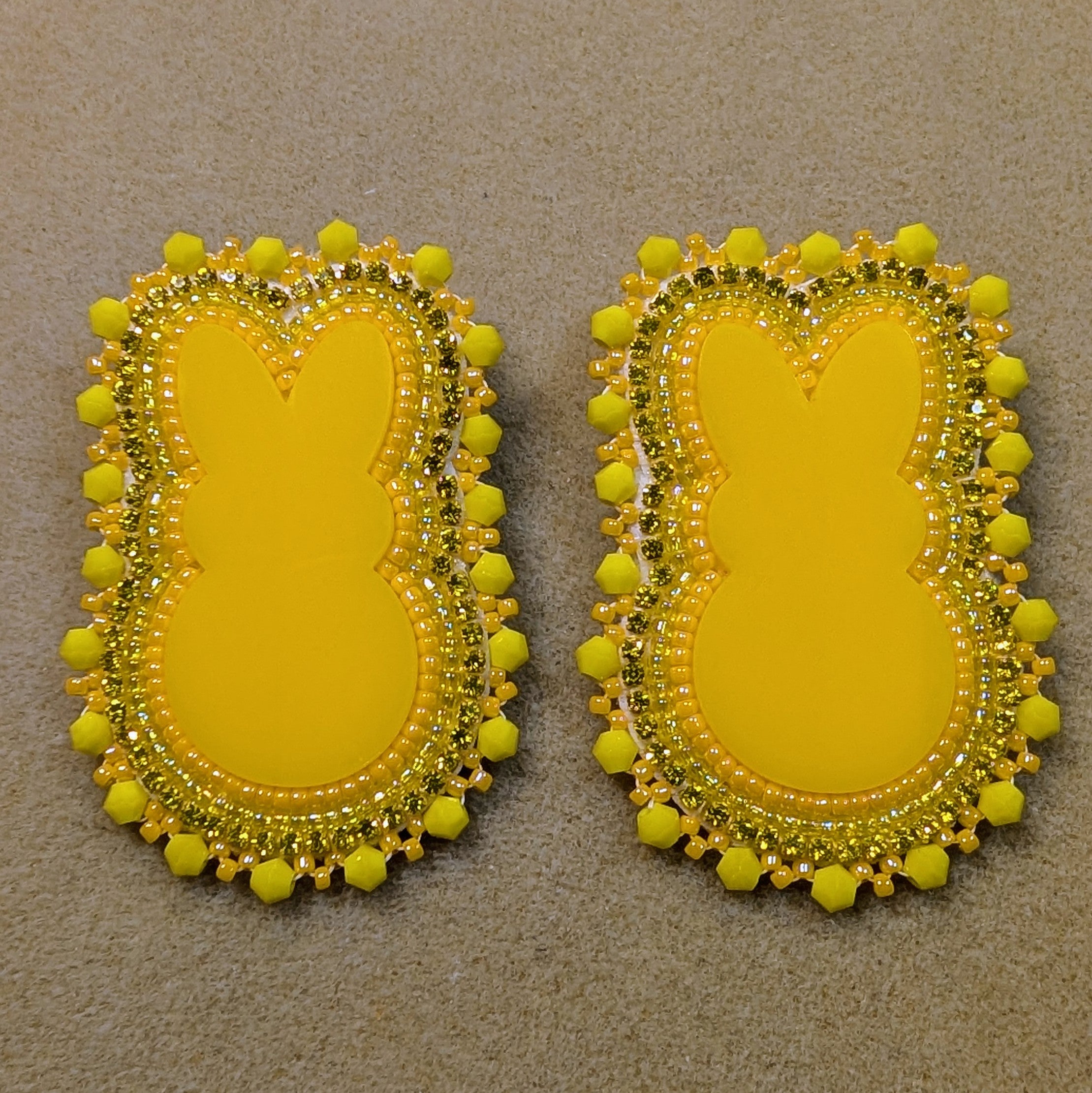 Peeps Easter Bunny Post Earrings - Yellow