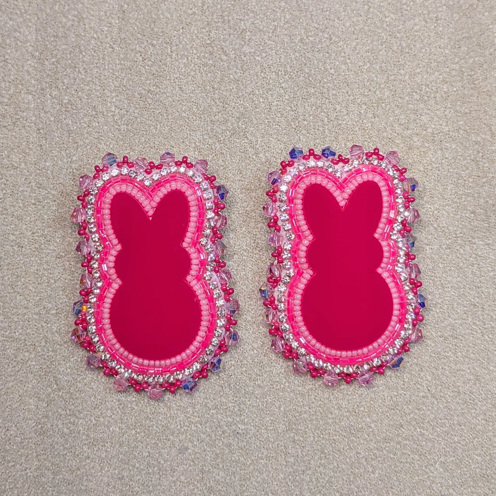Peeps Bunny Post Earrings - Hot Pink